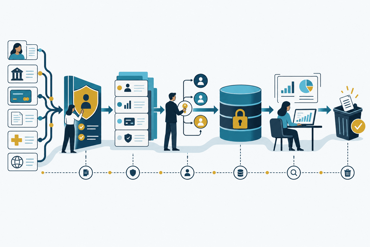 Ciclo de protección, clasificación, acceso y uso trazable de datos financieros